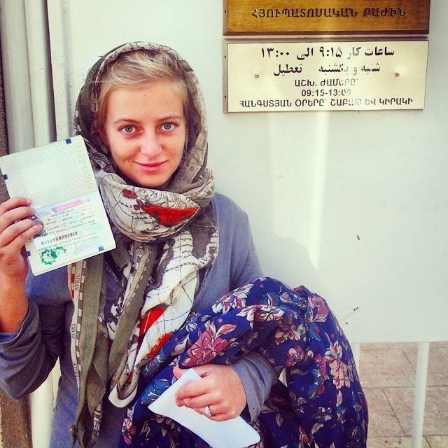 Iranian visa yerevan embassy Iran Armenia hitchhiking visa tourism woman solo female hitchhiker