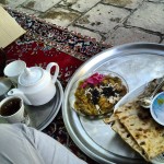 tea time kashan breakfast Iran iranian food eggplant yogurt