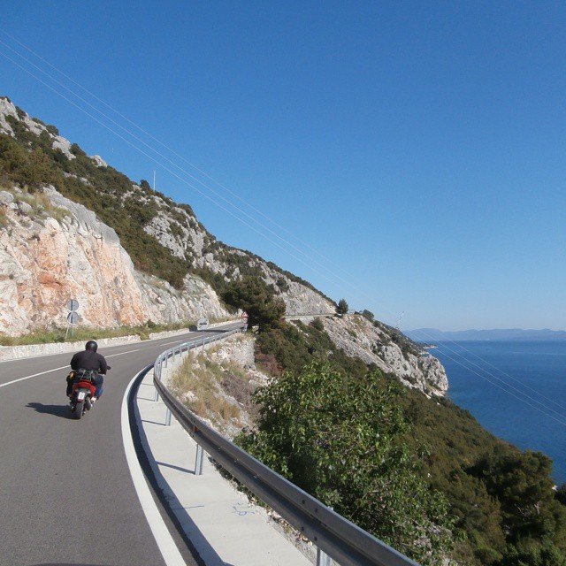Adriatic Highway Coastal Road of Croatia hitchhiking motorbike