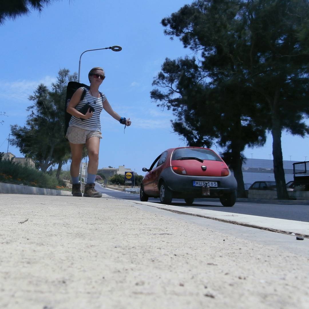 hitchselfie on malta hitchhiking car stops