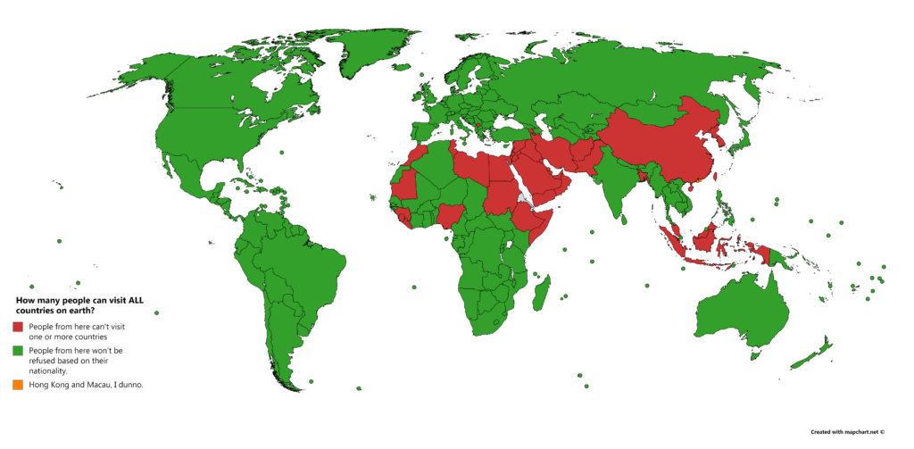 How many people can visit ALL countries on earth world map privilege