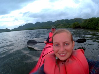 One of the most recent photos of us, kayaking in the Caribbean Sea at Old Providence (Colombia)