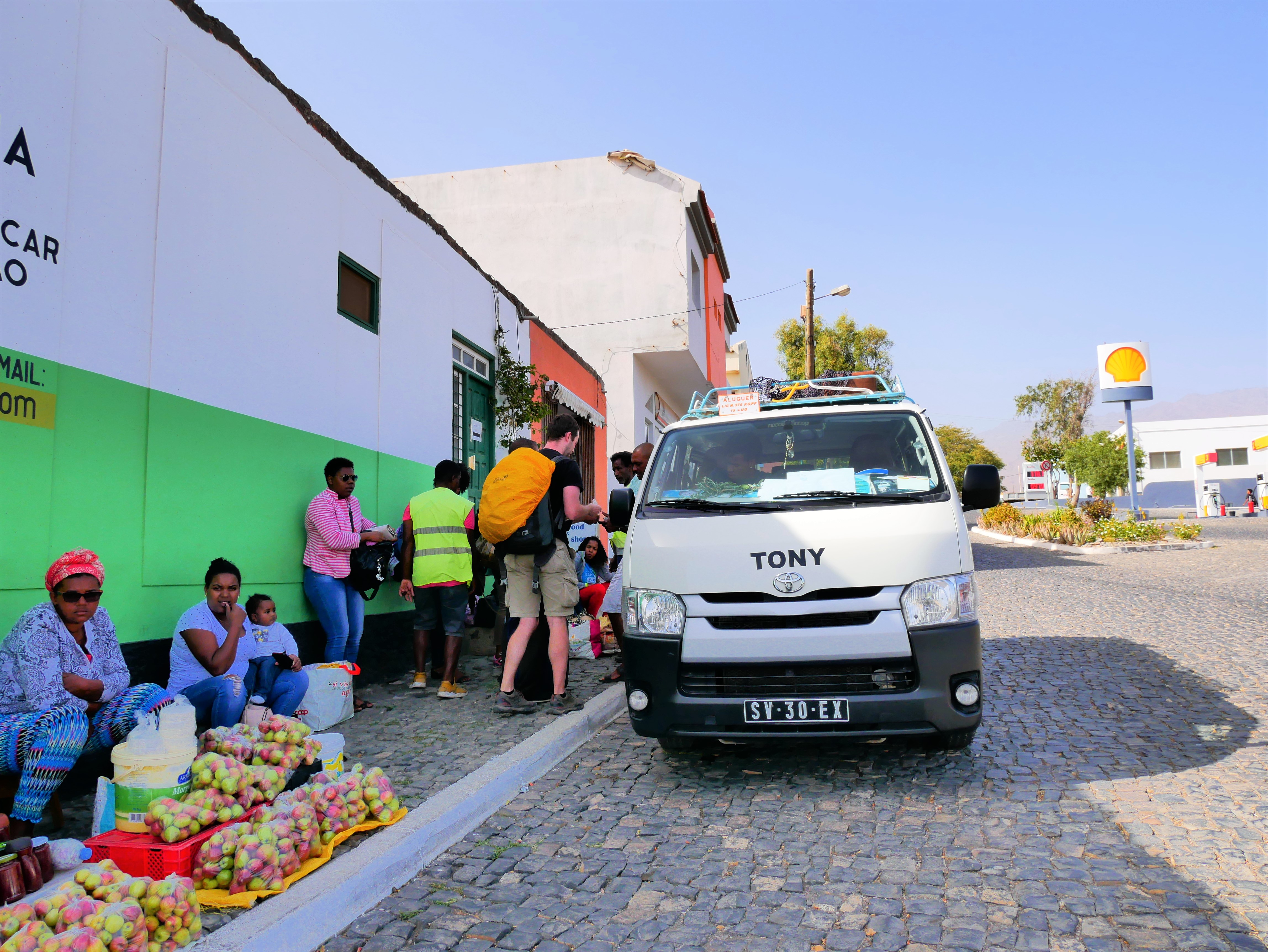 Cabo Verde packing list women's fashion bandana market working class labor vendor hiace yasi transportation backpacking
