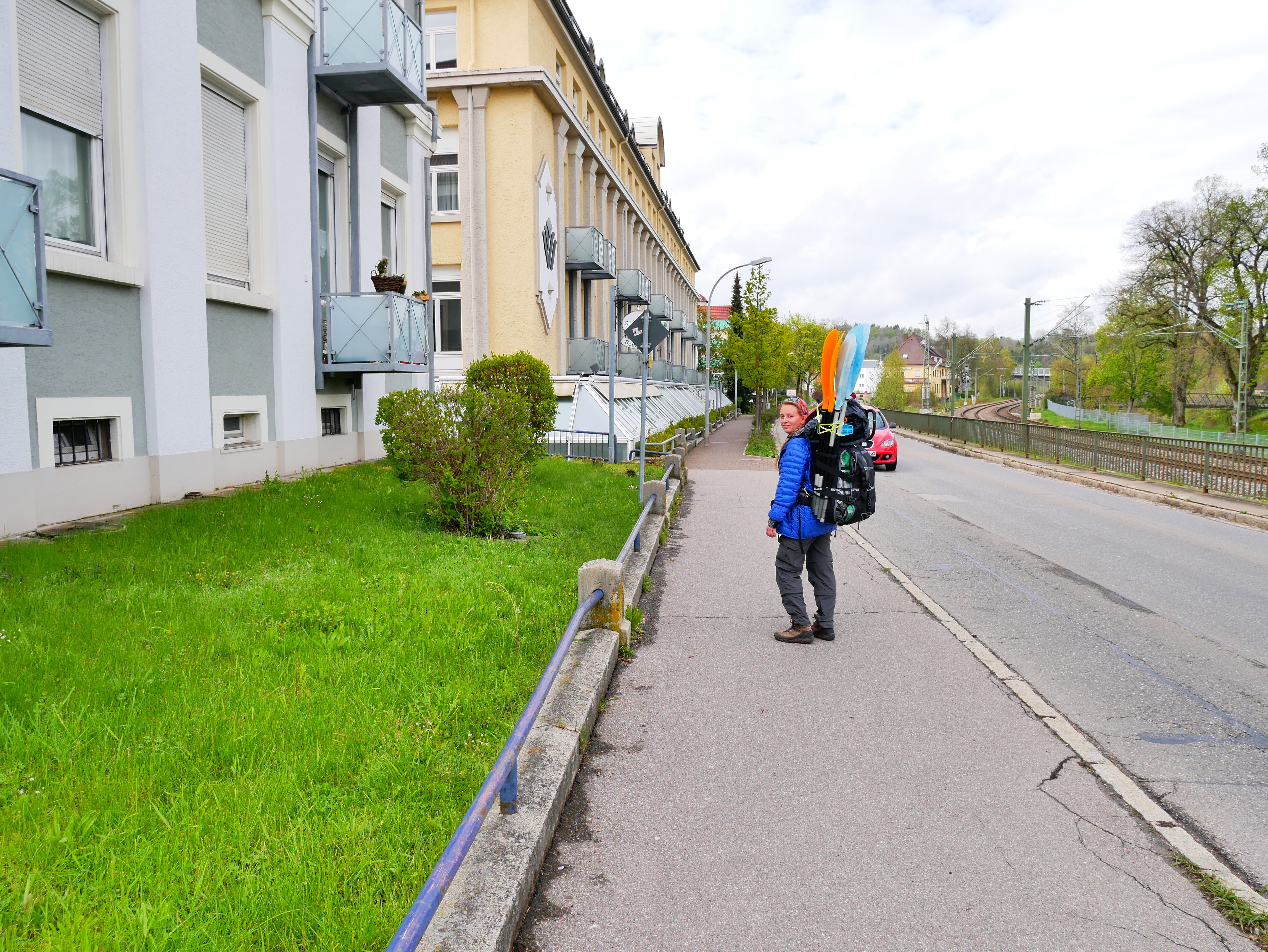 Donaueschingen arrival Wyndham hotel backpack canoe kayak inflatable sevylor adventure plus