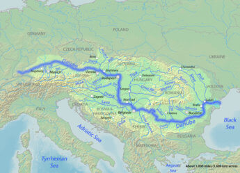 Danube course river map overview wikipedia Shannon