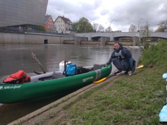 Portage dam in Tuttlingen reentering the water canoe kayak paddle Donau Danube