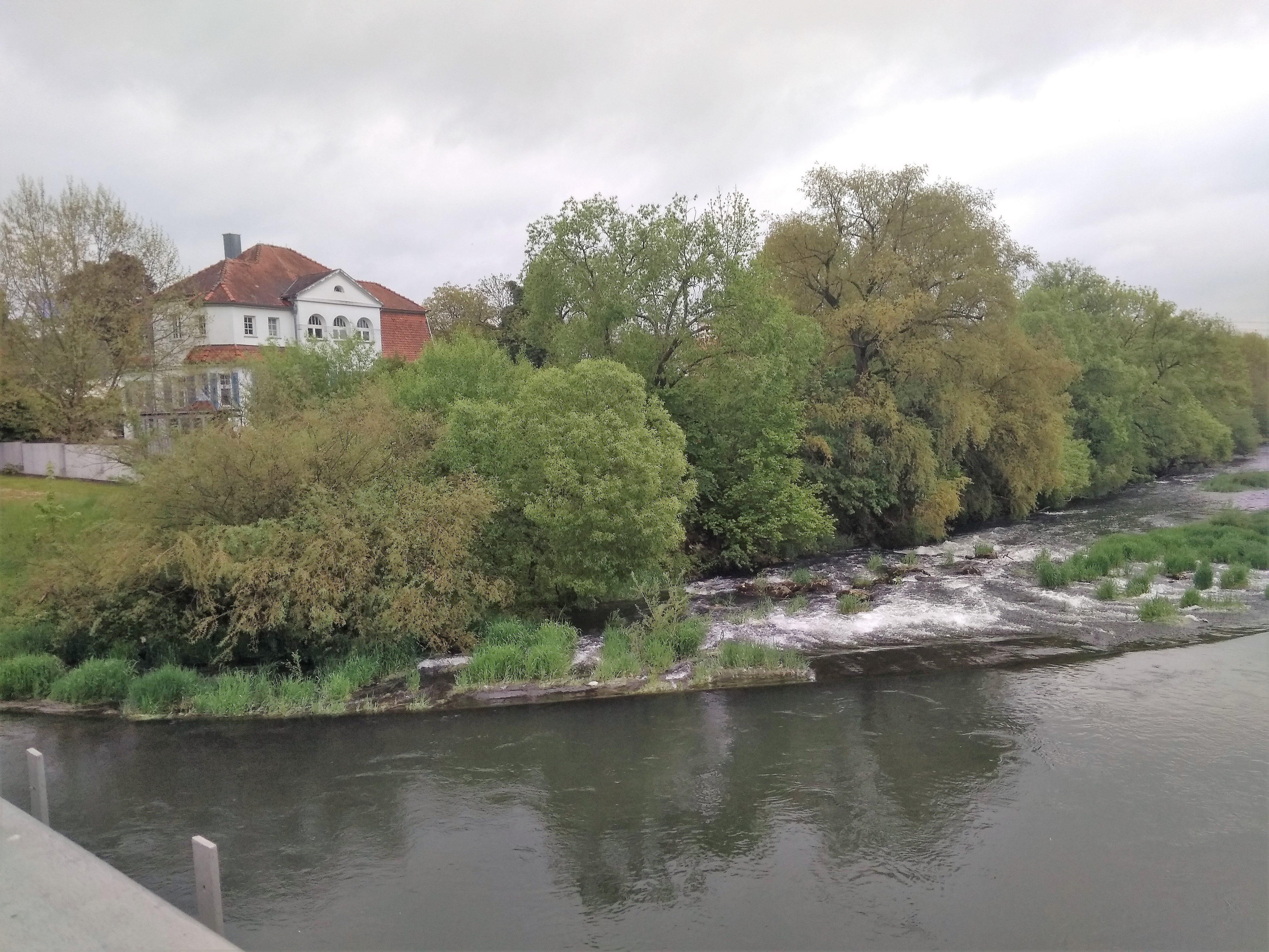Kayak trip day 5 paddle canoe Scheer river bend Baden-Württemberg south germany second dam weir wehr danger
