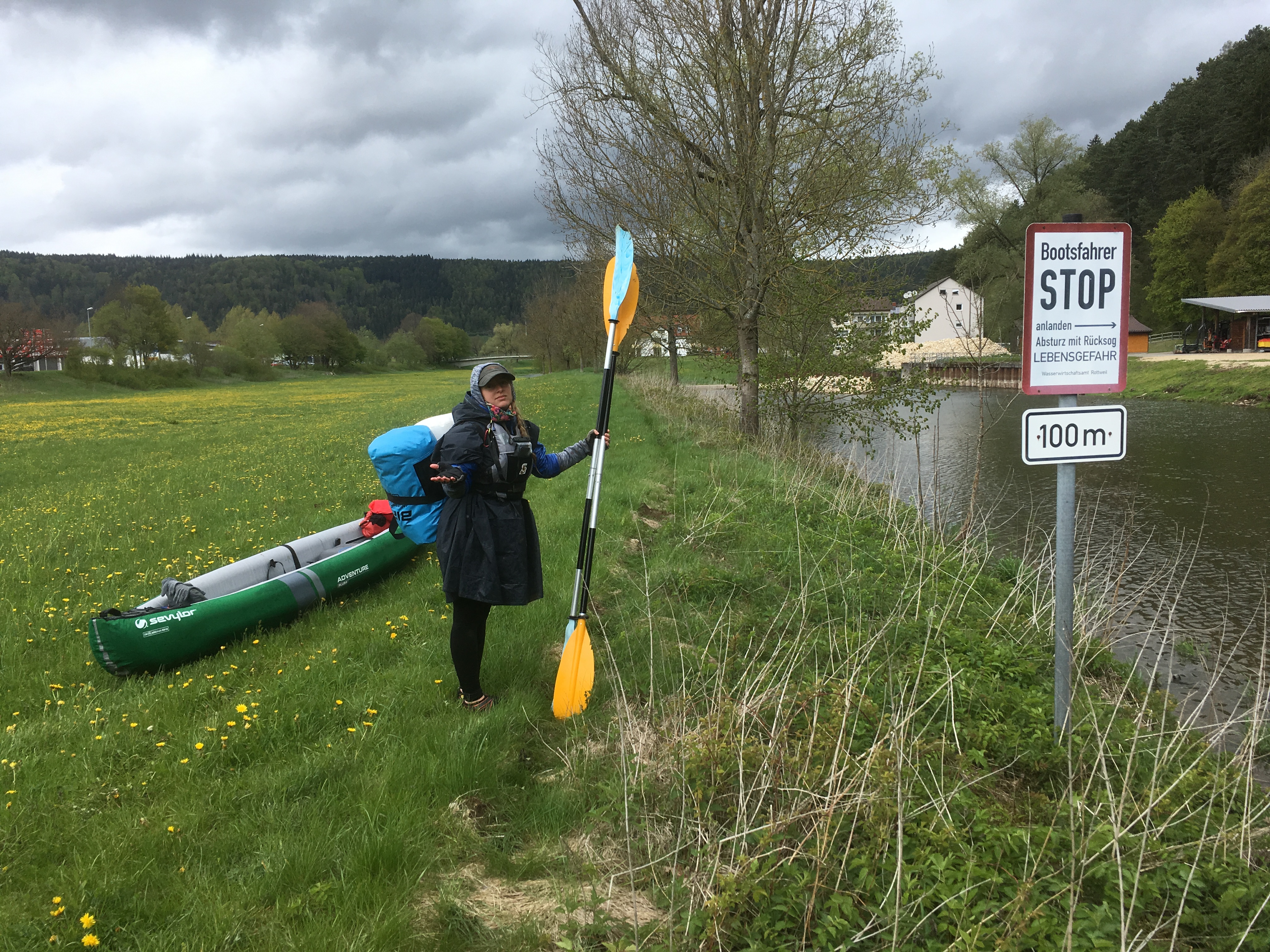 Immendingen to Mühlheim Germany kayak trip canoe mud wet accidental swim Danube Donau