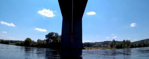 39 Day 15 Kelheim Regensburg bridge highway canoe kayak inflatable Danube Donau Bavaria Germany Bayern
