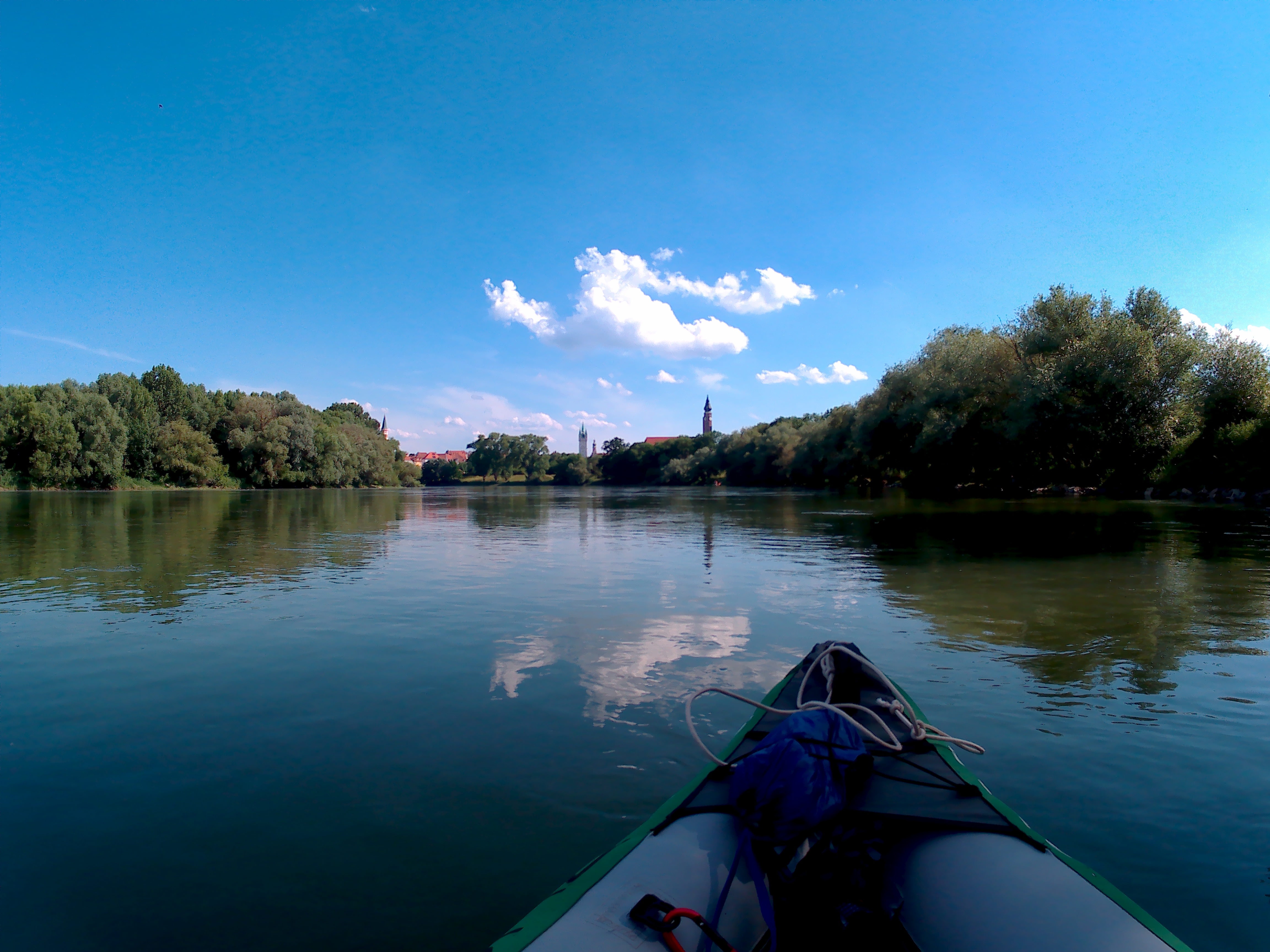 Kayak trip day 17 Friesheim to Straubing Bavaria Germany paddle canoe inflatable zucchini
