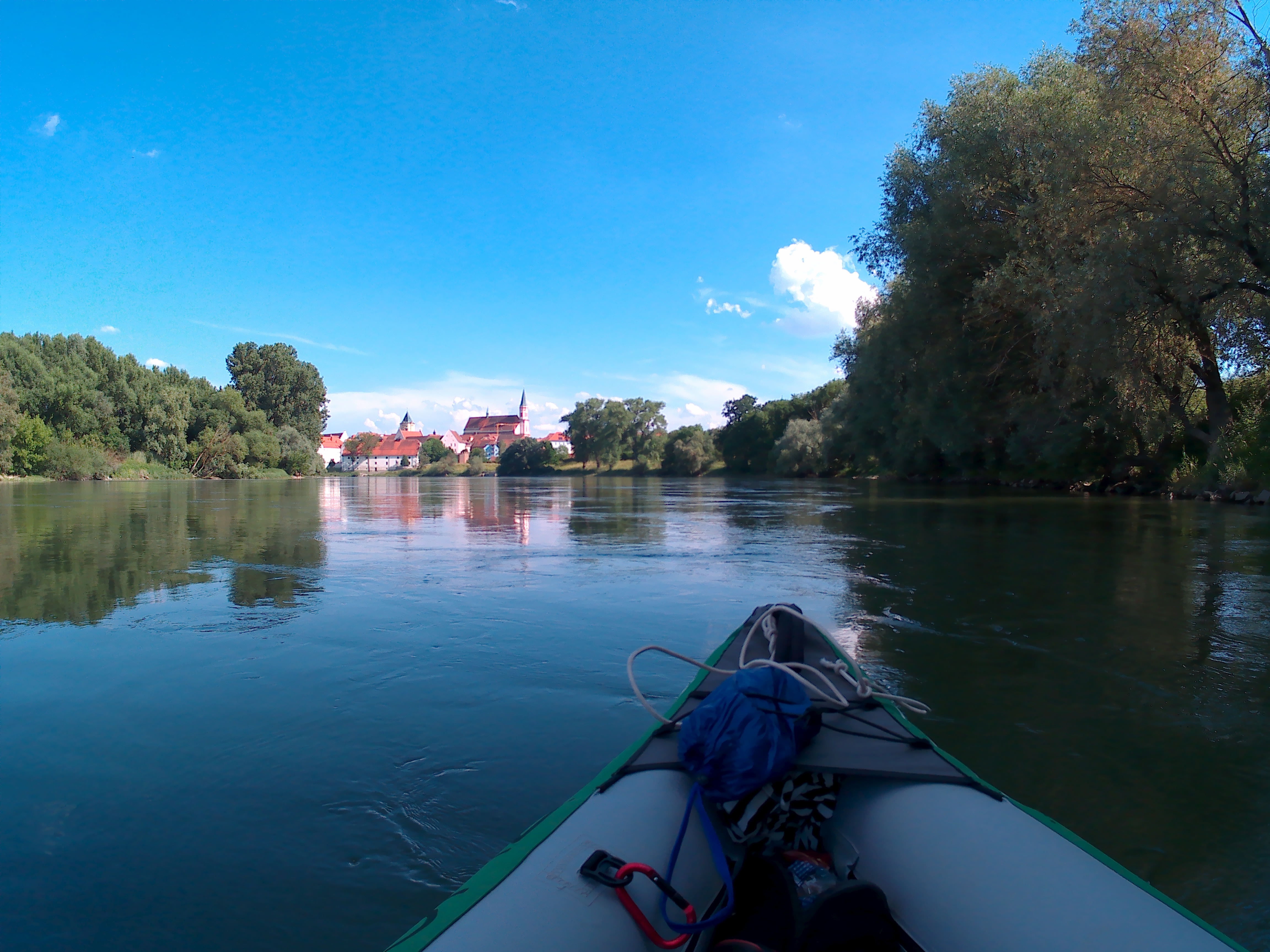 Kayak trip day 17 Friesheim to Straubing Bavaria Germany paddle canoe inflatable zucchini