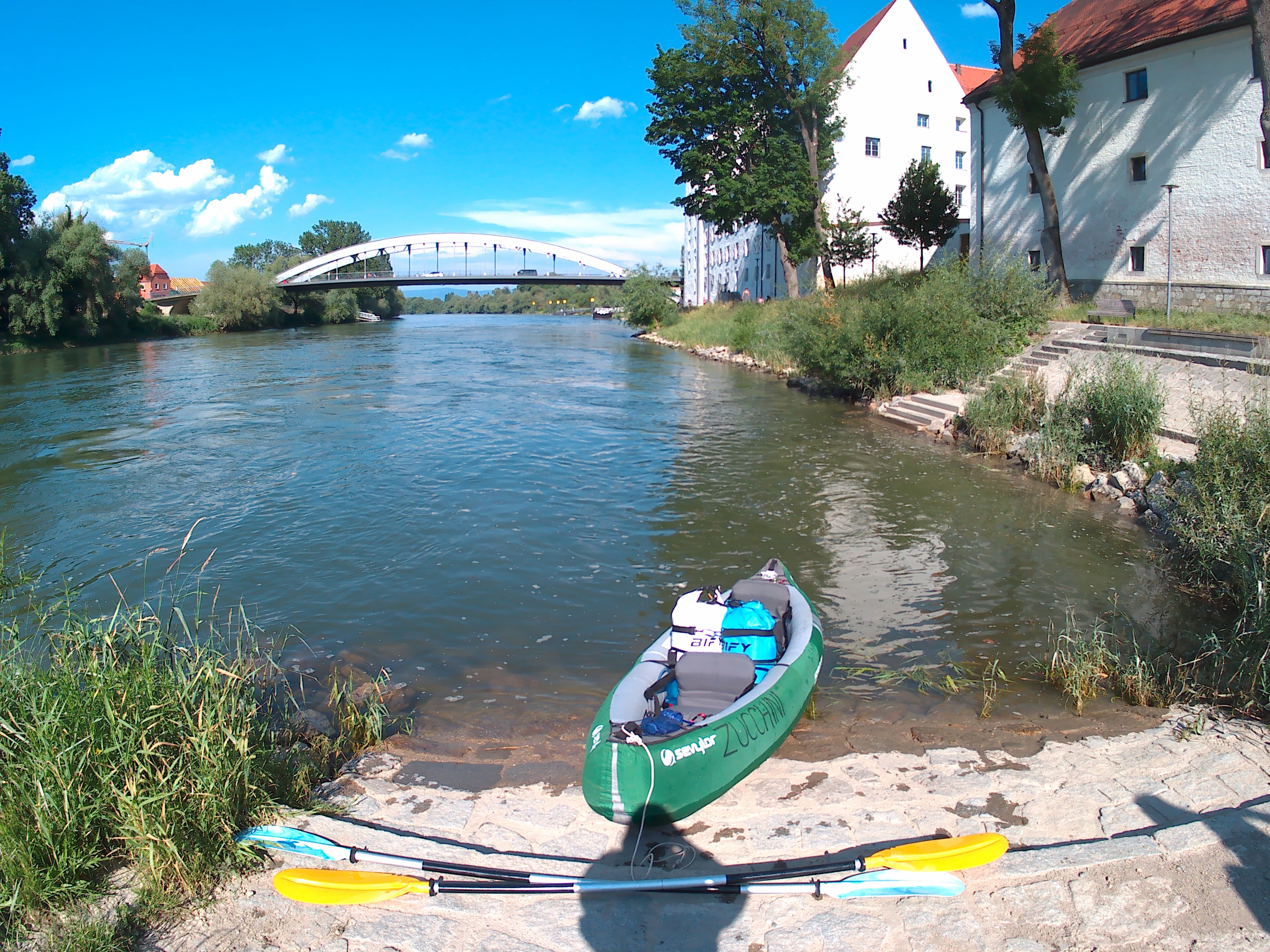 Kayak trip day 17 Friesheim to Straubing Bavaria Germany paddle canoe inflatable zucchini