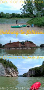 On the 14th day of our kayak trip, we paddled our inflatable canoe from Vohburg to Kelheim. On that route, we passed some of the most spectacular landscapes on the Danube River: the Donaudurchbruch. We also named our boat! I introduce you: Zucchini. #Zucchini #canoe #kayak #Danube #Vohburg #Kelheim #Bavaria #Germany #travel #Europe #river #paddle #adventure #digitalnomad #Donau #Bayern #Deutschland #abbey #Weltenburg #Altmühl