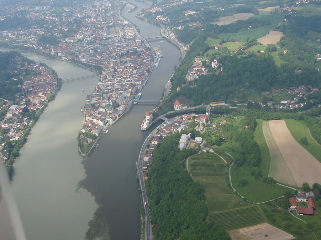 Passau danube donau inn ilz aerial view wikipedia