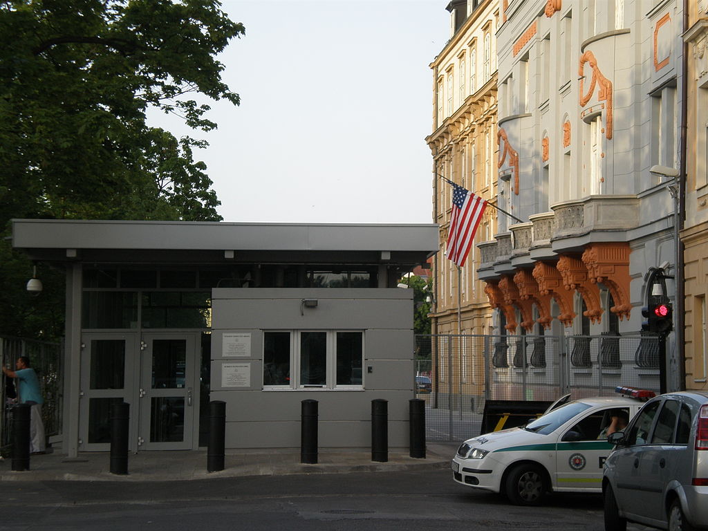 US America embassy Bratislava bollard fence wikipedia