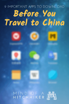 These nine apps will help your trip to China go very smoothly despite the language barrier and internet censorship. Be prepared for your first time in China, whether you're staying on the 144-hour visa or for a longer time. #China #apps #Shanghai #Beijing #travel #journey #visa #ChineseVisa #traveltochina #digitalnomad #nomadic #144hourvisa #packing #packinglist #offlineapps #Asia #eastasia #translation #Chinese