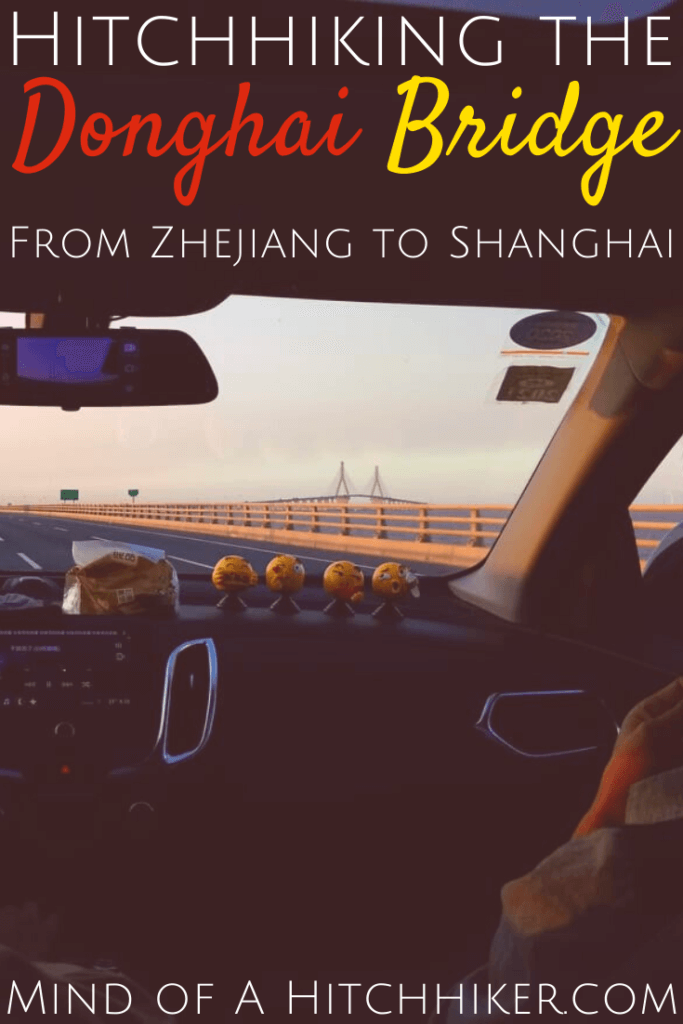 Within the 144 hours of my visa-free stay in China, we managed to hitchhike from Zhejiang province back to Shanghai via the incredible Donghai Bridge in the East China Sea. The bridge is 32.5 kilometers long. Read the article to find out how we communicated with the drivers. #hitchhiking #hitchhiker #hitchhikers #DonghaiBridge #Shanghai #China #Zhejiang #EastChinaSea #bridge #adventure #travel #144hourvisa #ChinaTravel #visafree #Chinesevisa #entrystamp #bucketlist #Chinese #Yangshan #autostop