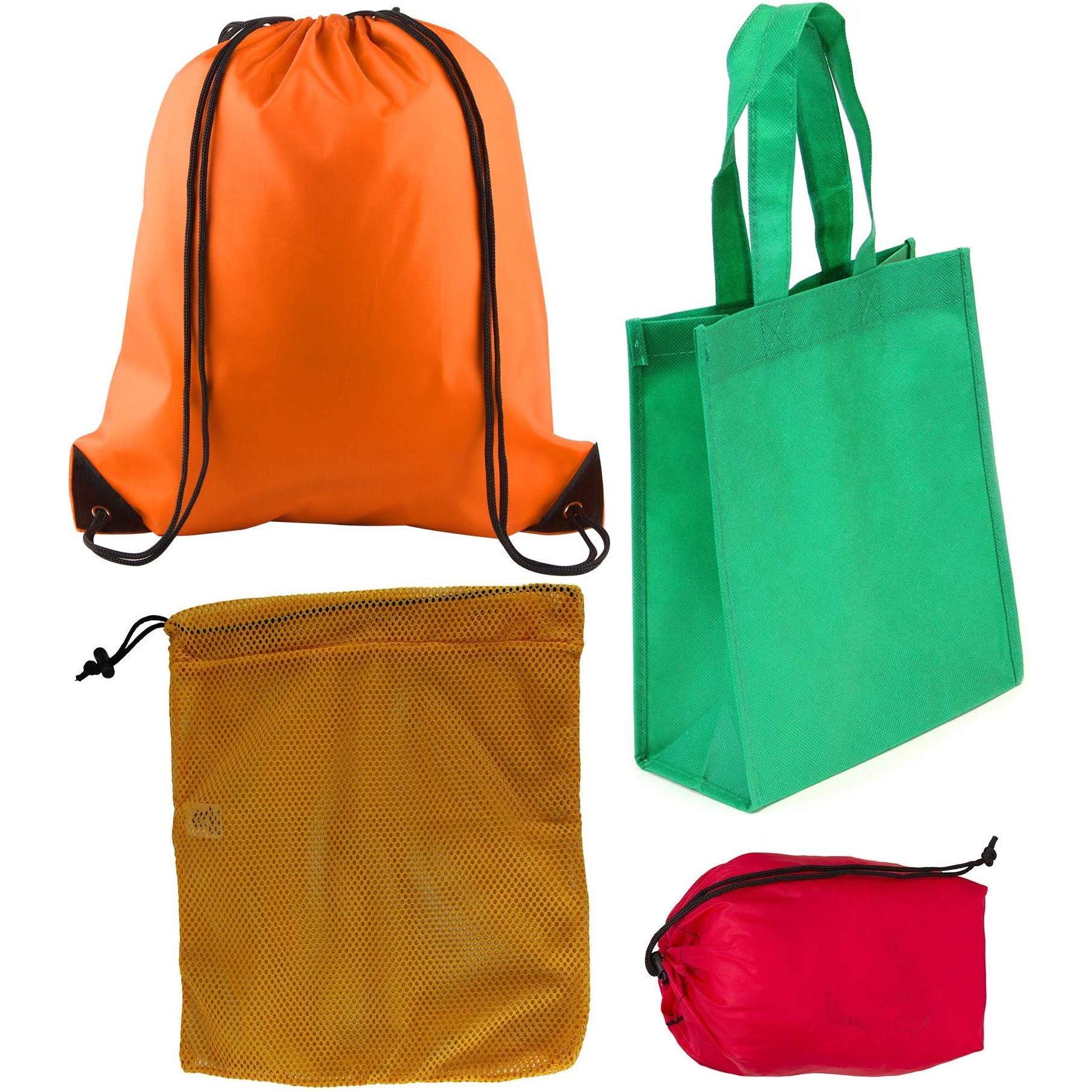 fabric cloth shopping drawstring sackpack mesh stuff sack bag collage