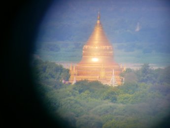 Bagan viewing tower platform binoculars Shwezigon Pagoda vista