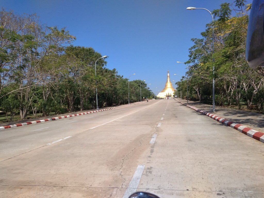 Arriving Uppatasanti Pagoda Naypyidaw motorbike