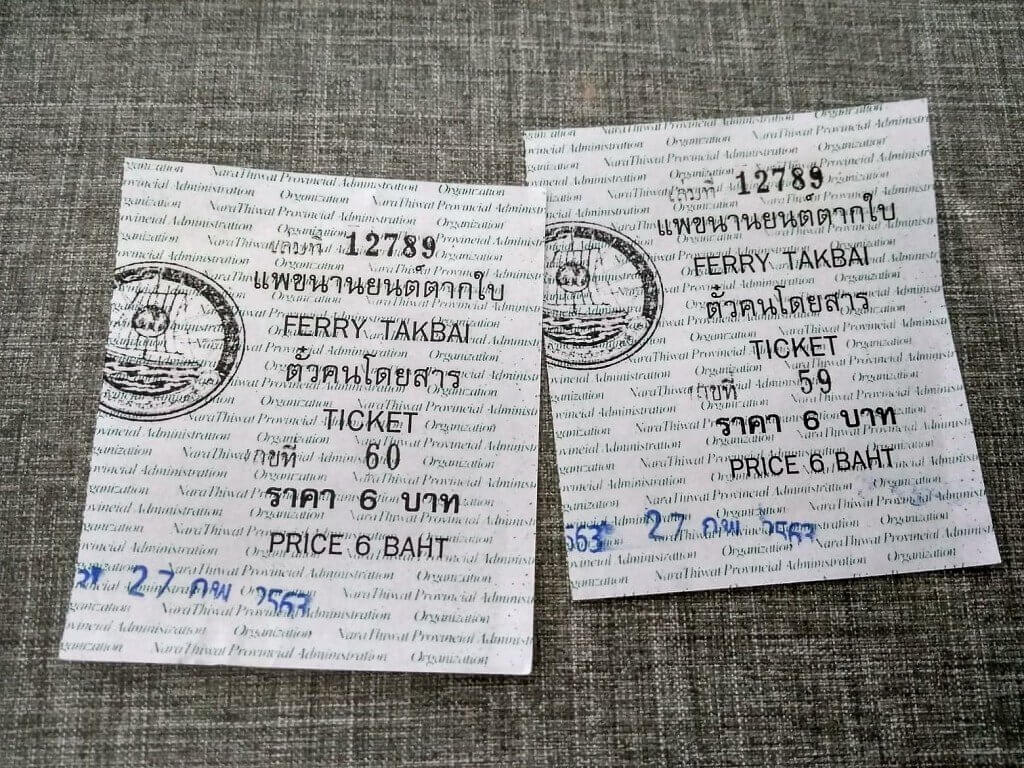 Ferry ticket tak bai border crossing