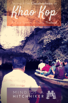 Southern Thailand has so many caves. Our drivers took us to the Tham Le Khao Kop cave in Trang for a spontaneous adventure. #caves #cave #caving #speleology #spelunking #stalactite #stalagmite #column #Thailand #Thai #hitchhiking #hitchhiker #adventure #adrenaline #claustrophobia #claustrophobic #asia #southeastasia #boat #cavetour