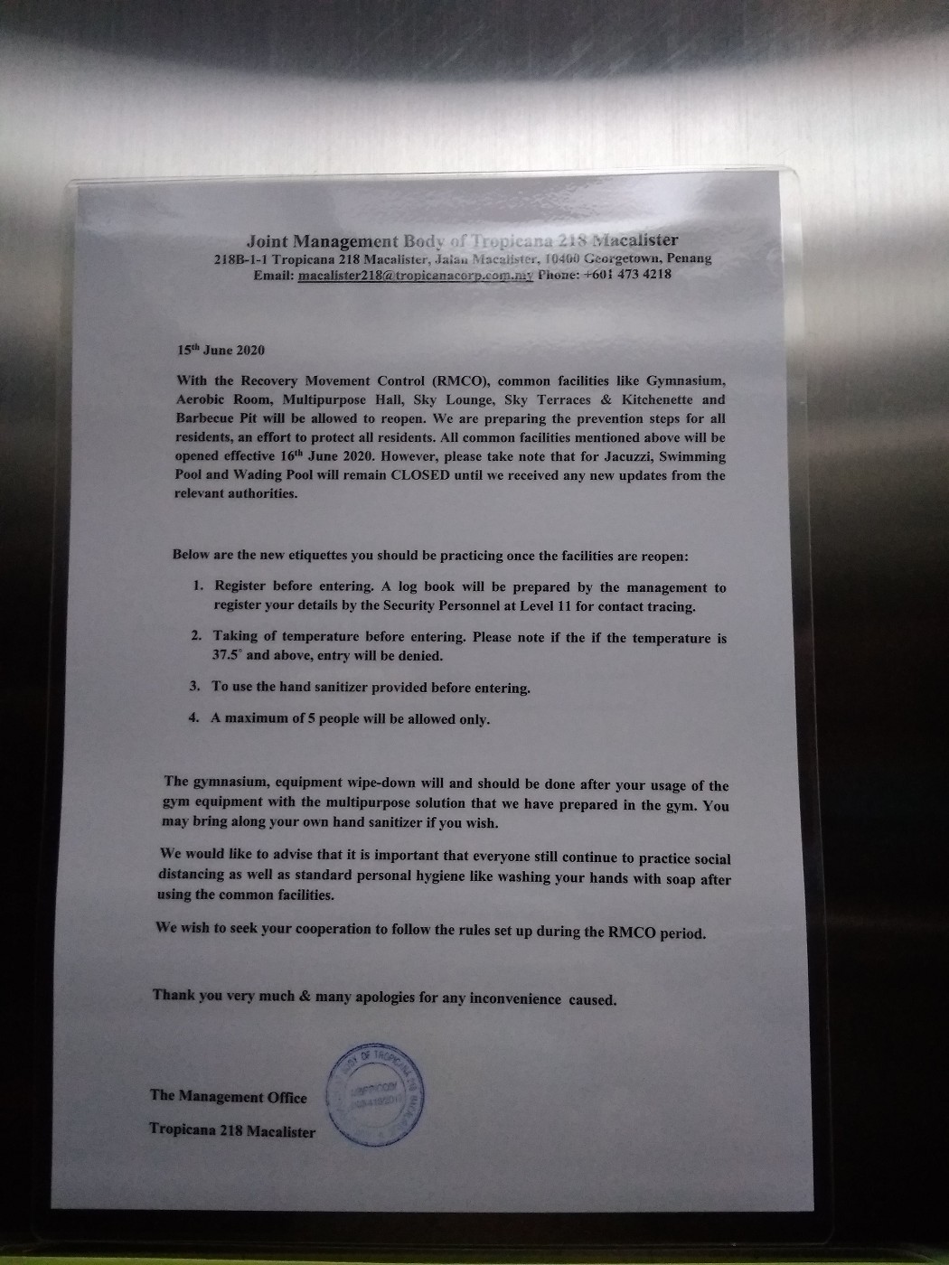 15 june 2020 penang elevator news gym
