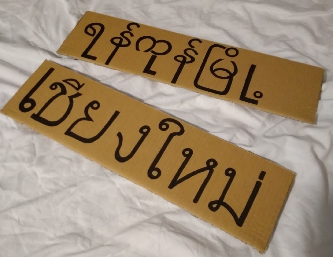 Myanma and Thai hitchhiking signs landscape