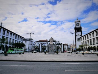 Ponta Delgada city center portas da cidade ilha São Miguel Azores Portugal