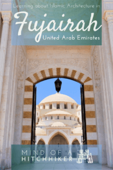 Want to visit a mosque but you aren't a Muslim? This is one spectacular mosque to visit in the UAE: the Sheikh Zayed Grand Mosque in Fujairah on the east coast. Read the post to learn more! #UAE #UnitedArabEmirates #GulfofOman #Fujairah #mosque #Islam #Muslim #NonMuslim #islamicarchitecture #architecture #ottoman #moorish #ottomanarchitecture #minaret #dome #cupola #guidedtour #GrandMosque #travel