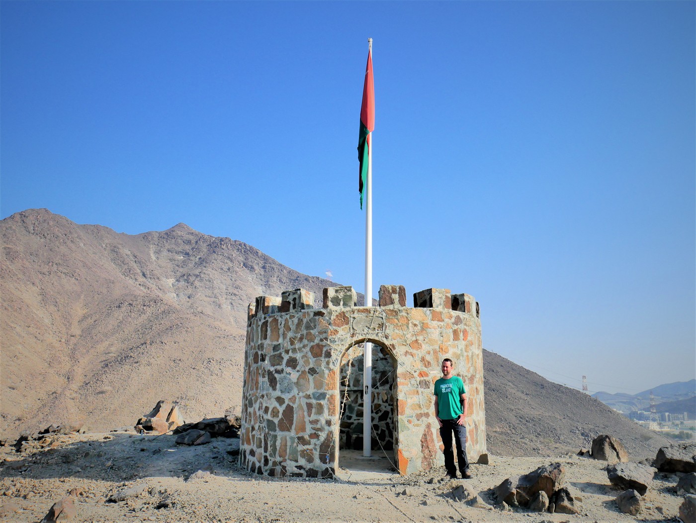 3 Madha tower Omani flag exclave UAE Nahwa