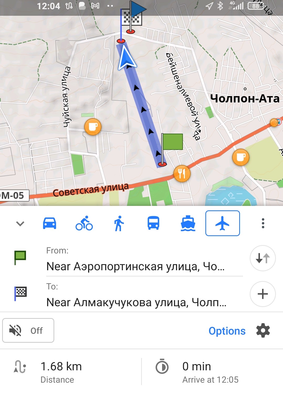 OpenStreetMaps Cholpon-Ata abandoned airport runway steep
