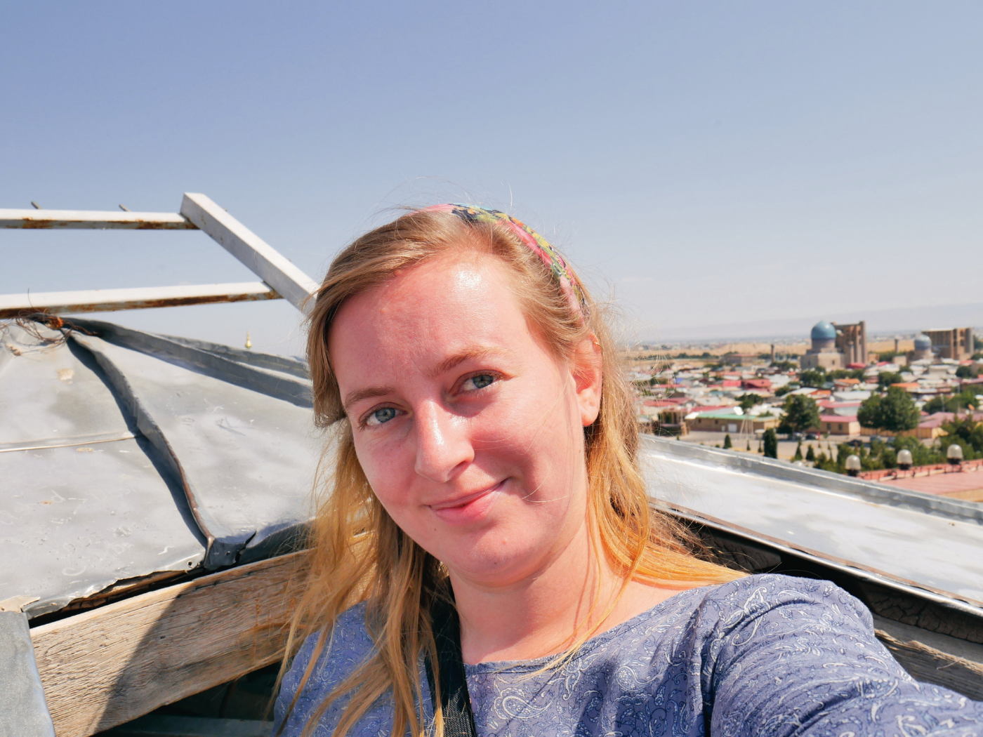 climbing minaret ulugh beg madrasah selfie