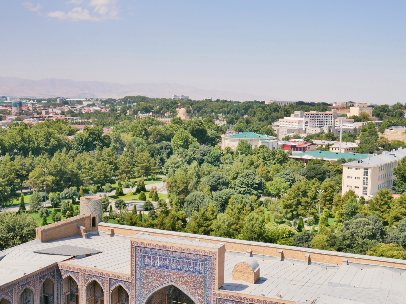 gur-e-amir mausoleum vista from registan viewpoint minaret