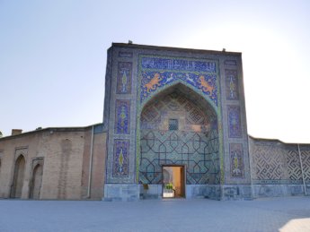 17 vaulted door entrance Uzbekistan architecture Nadir Divan-Begi Madrasah in Samarkand