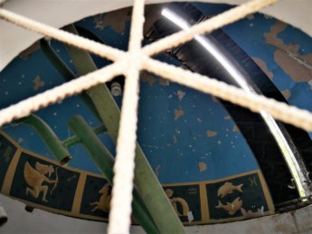 interior of abandoned observatory samarkand zodiac ceiling