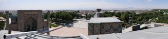 Registan Ulugh Beg Madrasah minaret climb panorama vista