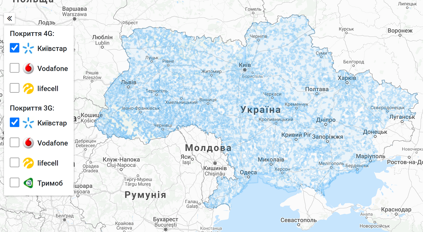 kyivstar coverage SIM card in Ukraine