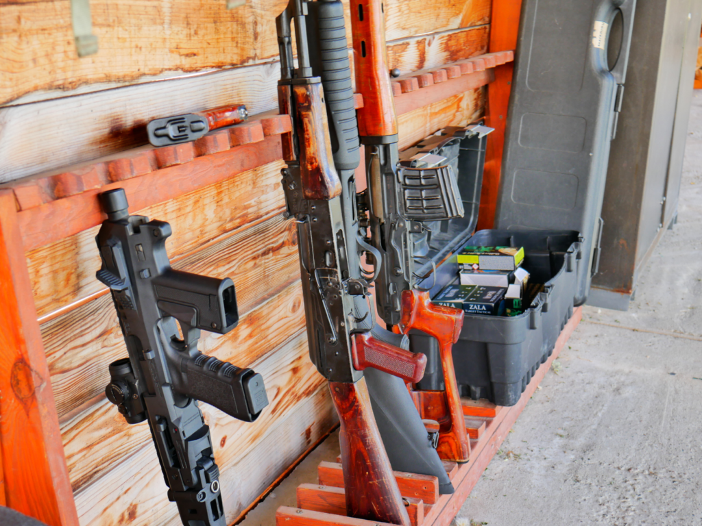 shooting four different guns in Kyiv Ukraine kalashnikov handgun shotgun sniper