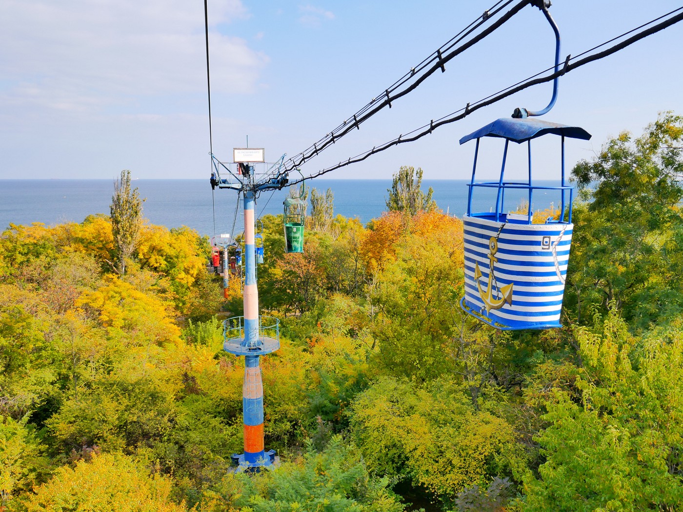 4 Soviet era Odessa cable car ride cabin Black Sea forest beach канатная дорога