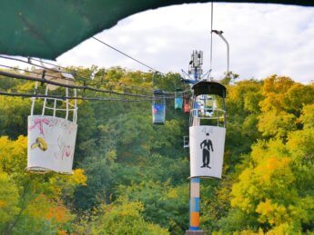 6 themed cabins Odesa cable car Charlie Chaplin wedding rings proposal