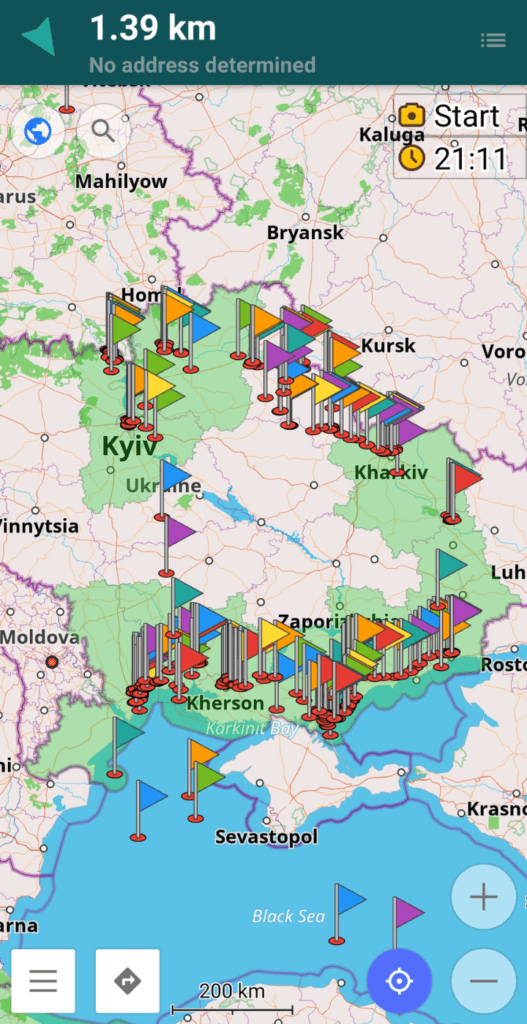 Open Street Maps map of Ukraine oblasts