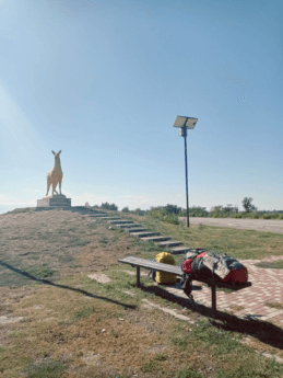 hitchhiking henichesk kyrylivka southern ukraine golden deer statue