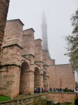 19 foggy day shrouded minaret mosque istanbul turkey