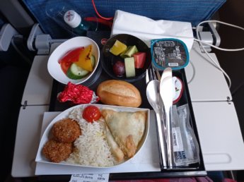 13 vegetarian jain meal VJML aboard Turkish Airlines flight to Mauritius from Istanbul 2021