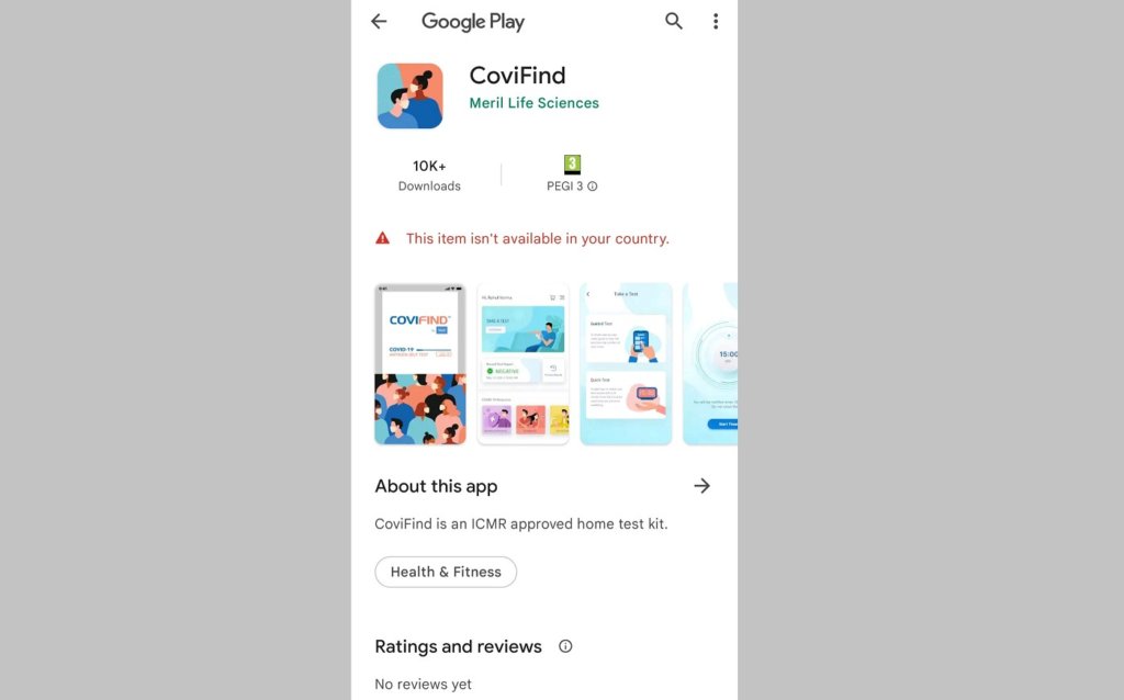 CoviFind app not available outside of India-edited