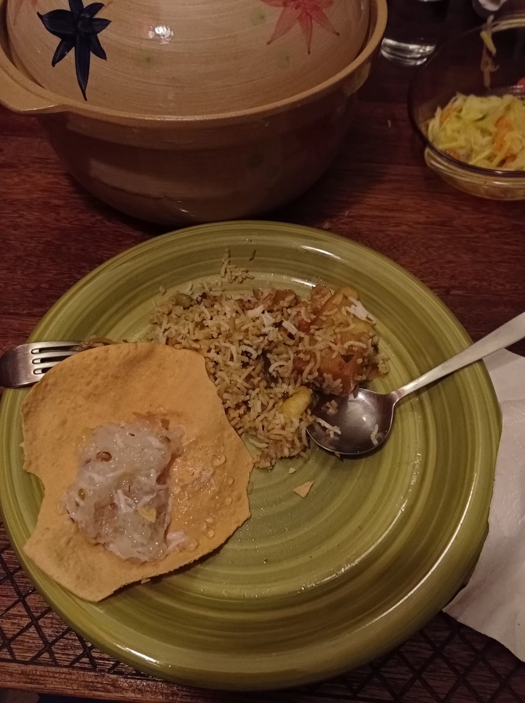 airbnb food mauritian briani with papadom and sagoo