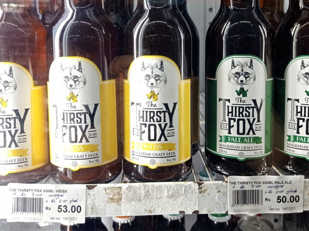 consigne 7 and glacée fee 3 Mauritian rupees craft beer the thirsty fox