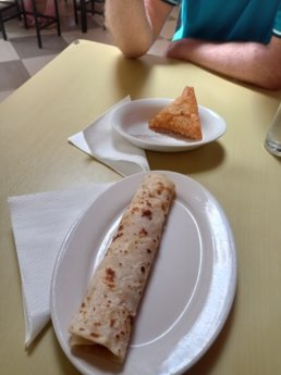 vegetarian samoussa in mauritius and roti veg