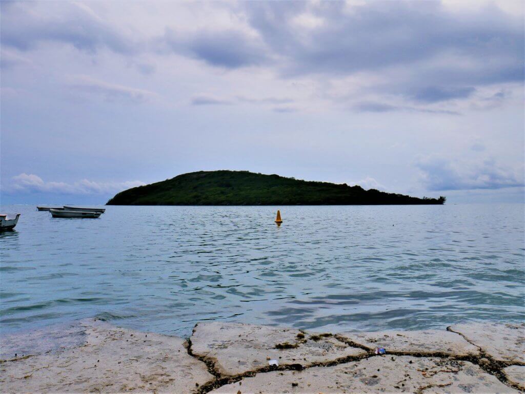 Îlot Fourneau from the jetty in Le Morne Brabant Village featured